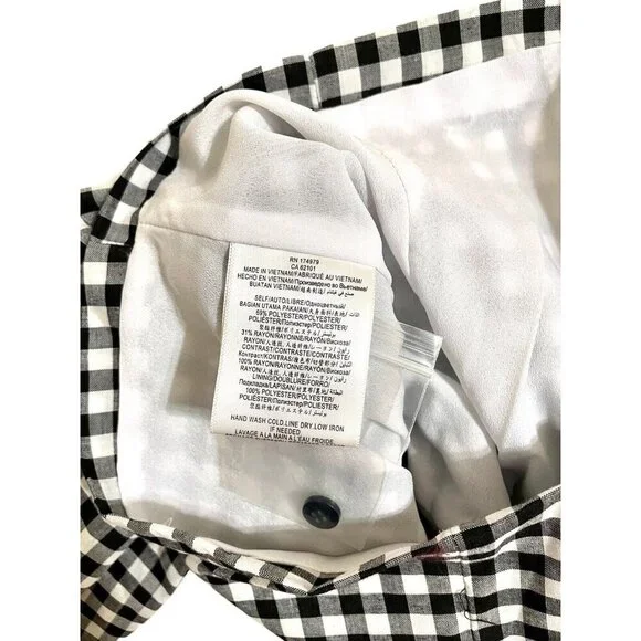 BCBGeneration Crop Top Ruffled Gingham Black White Blouse Top Shirt Sz M NWT - Picture 11 of 12